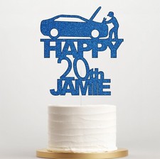 Personalised Car Mechanic Cake Topper, Birthday Party Glitter Decoration