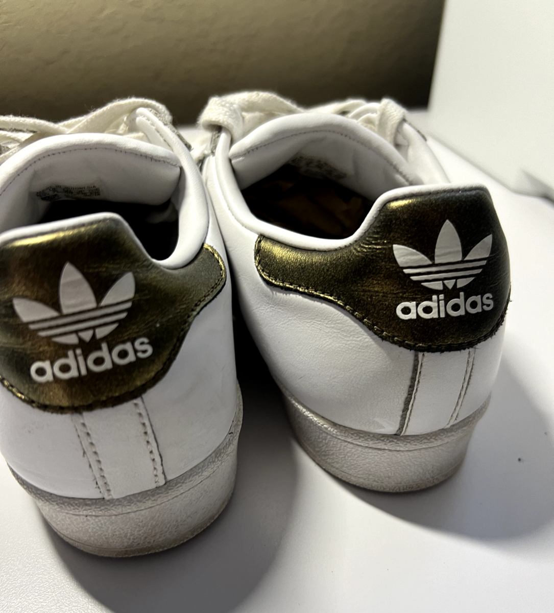 ADIDAS Originals Superstar White Leather metallic Shell Toe Sneaker Size  6.5 | eBay