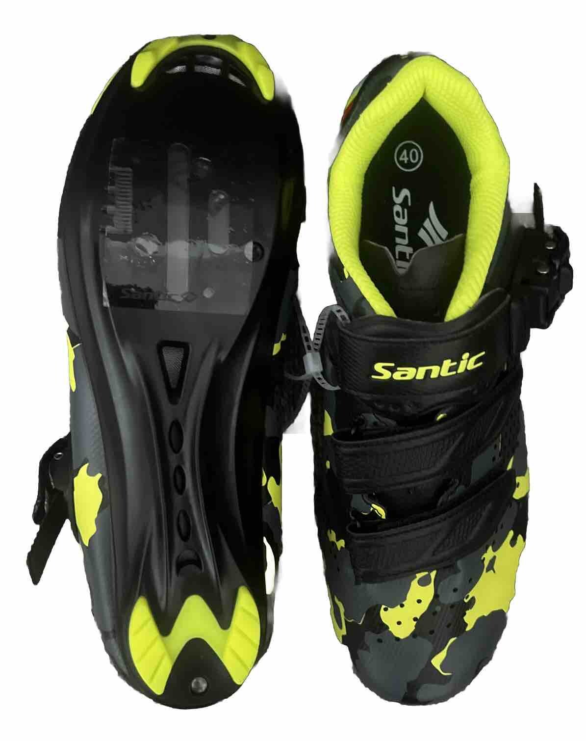 NEW Santic Men Road Bike Cycling Lt Green Camo Self Lock Riding Shoe US 9.5