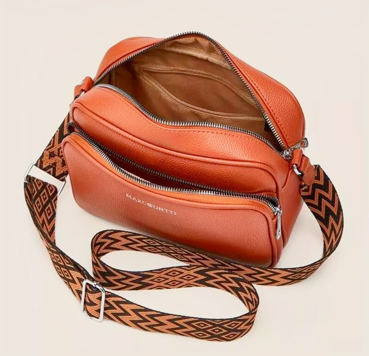 Vintage Stylish Marcocontti Square Crossbody Retro PU Travel