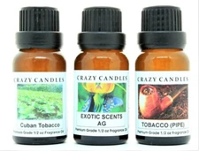 3 Oil Set 1/2oz Tobacco (Pipe), Cuban Tobacco, Exotic Scents AG by Crazy Candles