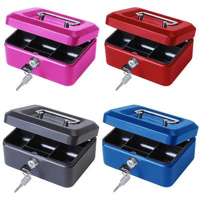 6'' Zoll kleines Schlüsselschloss Kleingeld/Sparschwein Spardose Blech Safe rosa abschließbar