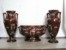 RAVISSANTE PAIRE DE VASE & JARDINIERE EN FAIENCE BOCH FRERES KERAMIS BKF
