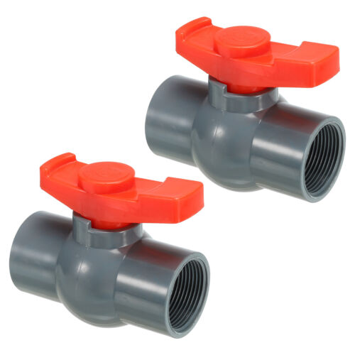G1-1/4 Ball Valve, 2 Pack PVC Valve with Easy to Rotate Handle Gray/Red - Afbeelding 1 van 6
