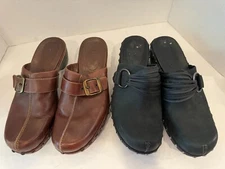 Ecco Clogs - 2 prs, Brown and Black w/ Metal Stud Accents Slip-On Sz 38 = 7/7.5