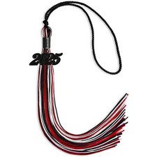 Endea Graduation Black/Red/White Mixed Color Tassel With Black Date Drop