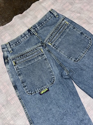 Vintage JNCO Girlie Stuff 20" Rewind Keep On Movin Denim Jeans Size 3 Raver - Picture 21 of 24