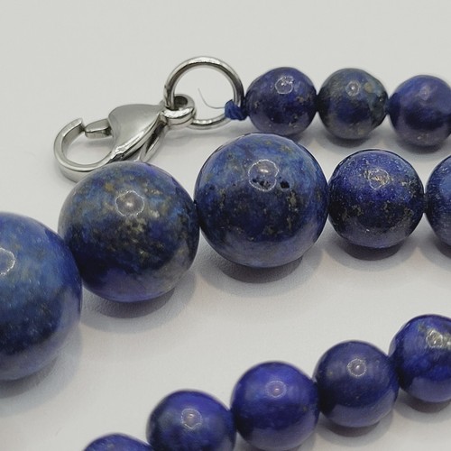 Modern Lapis Lazuli Blue Beaded Professional Career Necklace Silver Tone 20 Inch - Picture 10 of 24
