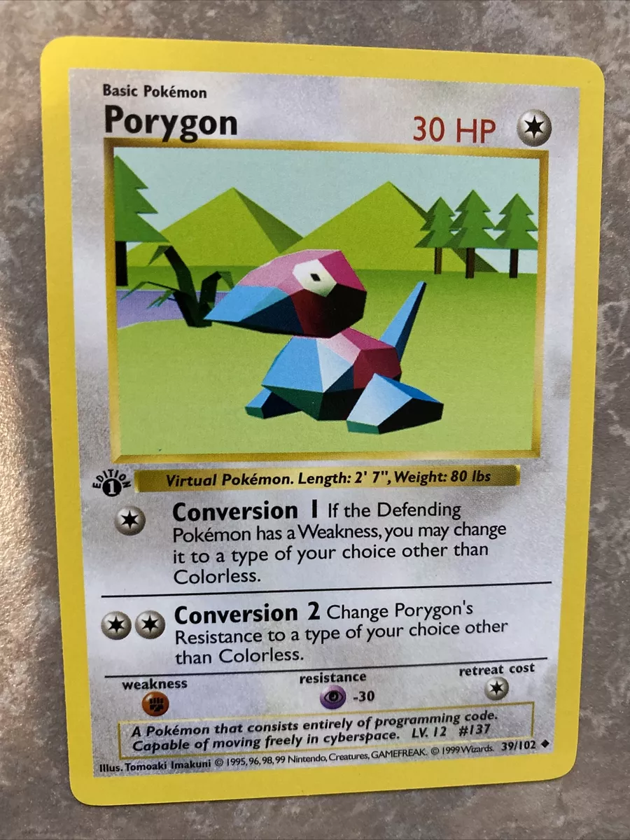 First Edition Porygon Base Set Shadowless Pokemon Card 39/102 NM