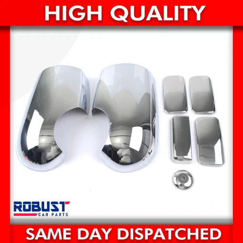 CHROME WING MIRROR COVERS & 4 DOOR HANDLE COVERS FOR FORD TRANSIT MK6-7 (00-13)