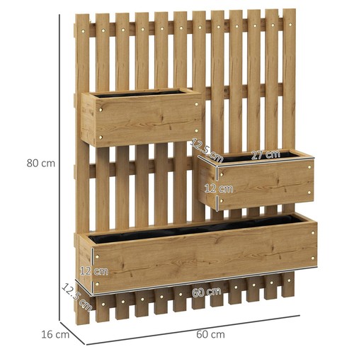 Outsunny Set of 2 Wall-mounted Wooden Garden Planters with Trellis, Drainage Hol - Photo 3 sur 9