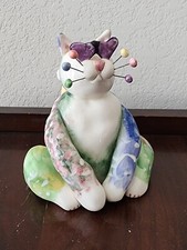 Amy Lacombe ANNACO Creations 21031 Sitting Figurine CAT w/Box - Peace  LOVE