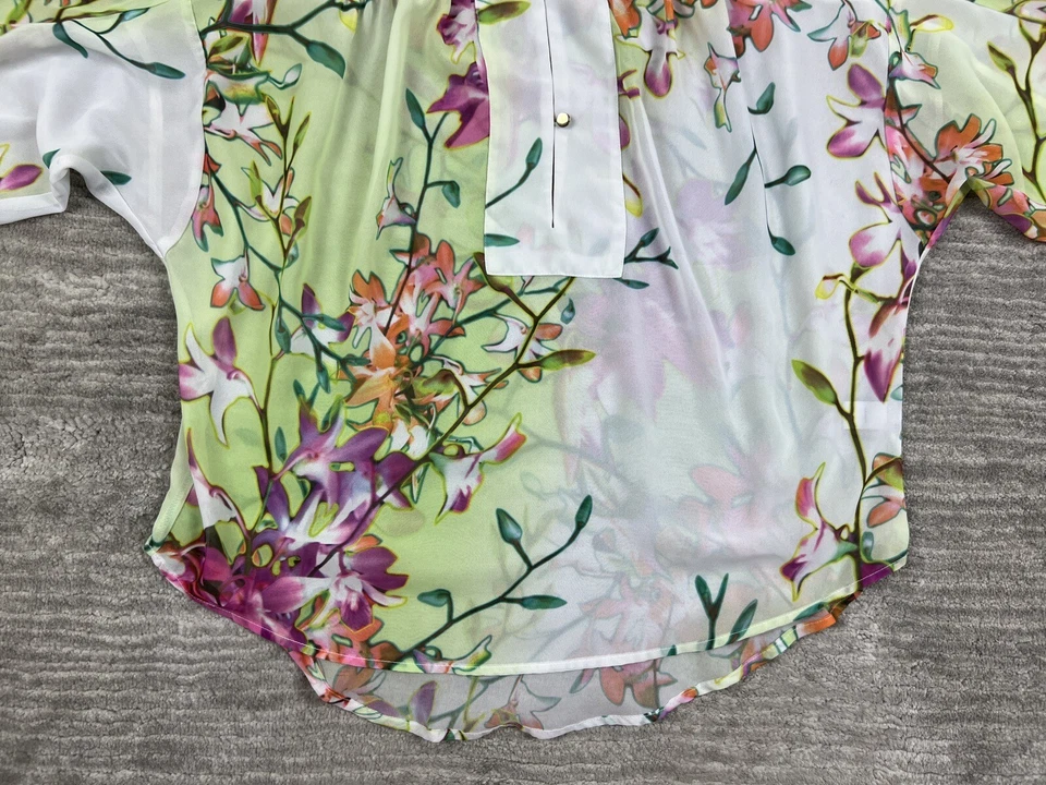 Женский топ Jennifer Lopez маленький зеленый цветочный прозрачный повседневный - Изображение 3 из 4