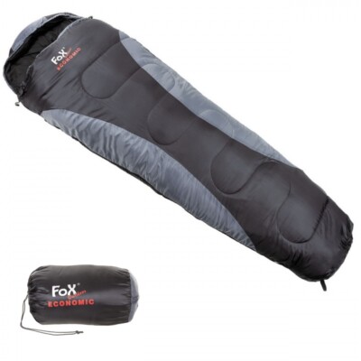 Mumienschlafsack ECONOMIC FOX Schlafsack Camping Outdoor Zelten schwarz - grau