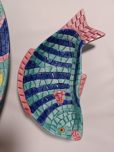 Juego de 2 piezas de astillas y salsas de mosaico en relieve conchas de peces náuticas - Imagen 4 de 12