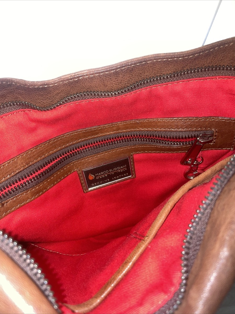 Marco Buggiani Brown Leather Shoulder Bag Crossbody Made in Italy