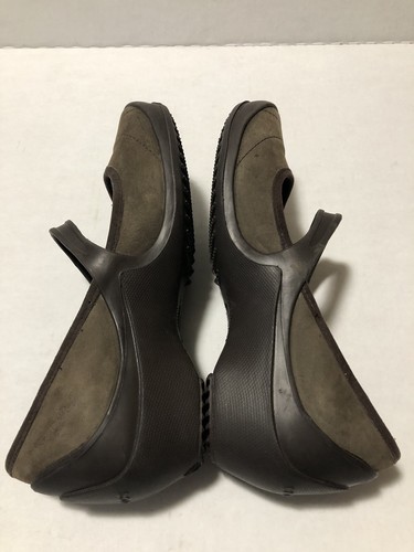 CROCS Wrapped Mary Janes Shoes Womens Sz 10 Brown Nubuck Leather Comfort Slip On - 第 4/10 張圖片