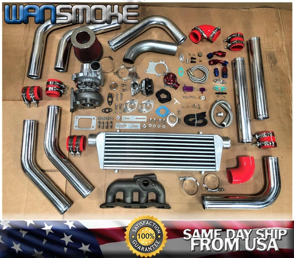 Red 01 05 Honda Civic D17 1.7L SOHC T3T4 .63 Turbo Kit Manifold