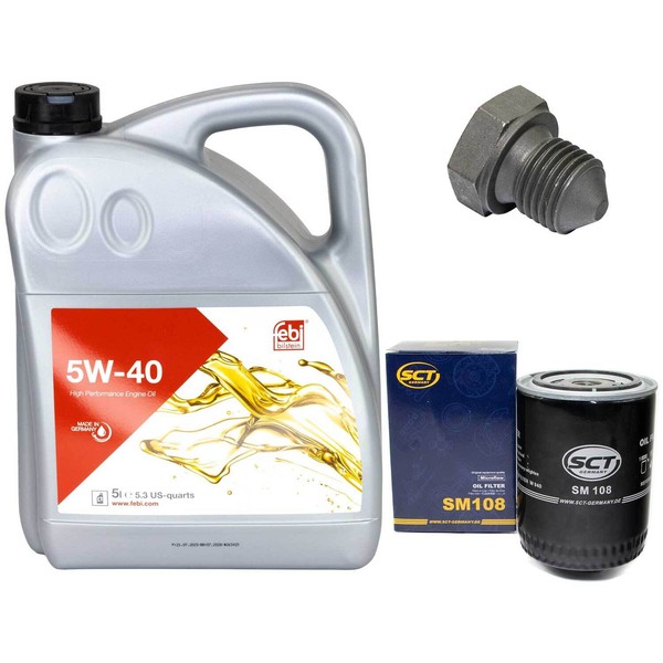 MotoröL Set 5W-40 5 Liter + ÖLfilter + ÖLablassschraube FüR Audi Seat VW Caddy-image