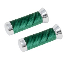 Original Lowrider Velour Swirl Grips With Chrome End Cap Lowrider Bicycle GREEN