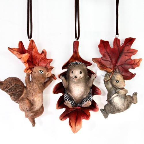 Resin Woodland Animal Christmas Decoration Hedgehog Mouse Squirrel