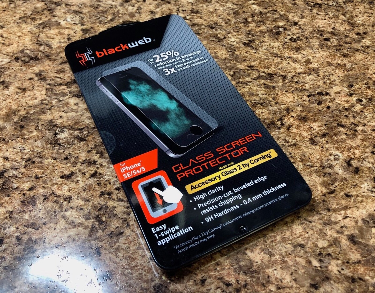 New BlackWeb Glass Screen Protector Apple iPhone SE 5S Corning  681131134644