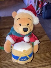 2001 Disney Store Winnie the Pooh Christmas Plush Drummer Boy 8" in Santa Suit