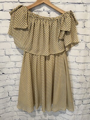 Cache Cache Yellow Off The Shoulder Boutique Dress Size Small