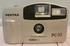 Pentax PC-33 35mm Point  Shoot Film Camera 30mm Lens Silver Black