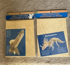 Build Your Own 3D Wooden Puzzle Set - 2 Styracosaurus Rocketship NEW SEALED 6