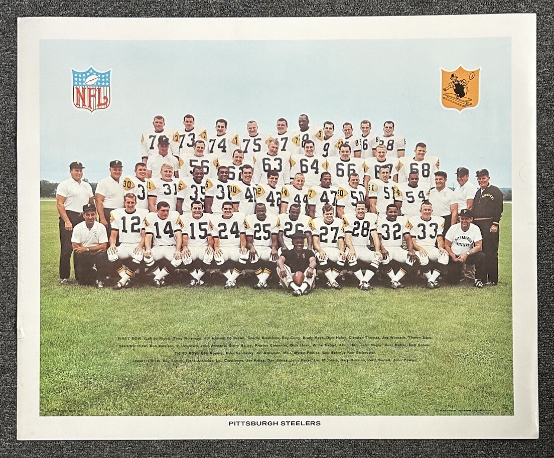 独1950年代　Aloys for Peill & Putzler 美品 Original 1964 Pittsburgh Steelers 18x22 Color NFL Team Poster by