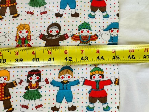 5.25 Yds International Children Doll Fabric Small World Polka Dot Holding Hands - Picture 13 of 14