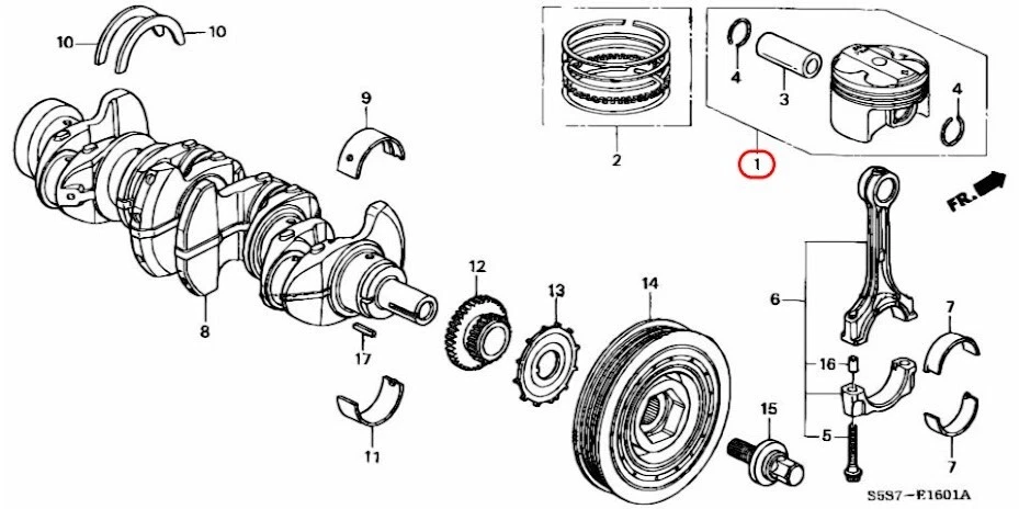 HONDA OEM Piston B Set Standard Bore Size 13020-PRC-010 for ACURA RSX INTEGRA - Изображение 3 из 4