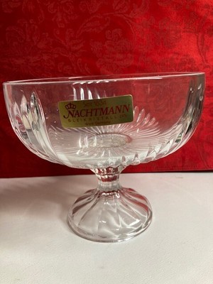 Vintage  Nachtmann Crystal Footed Compote, W Germany, 7'' Tall, 8'' Round - NEW