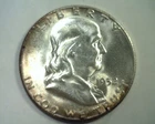 1952-S FRANKLIN HALF DOLLAR CHOICE UNCIRCULATED CH. UNC. NICE ORIGINAL RIM TONED