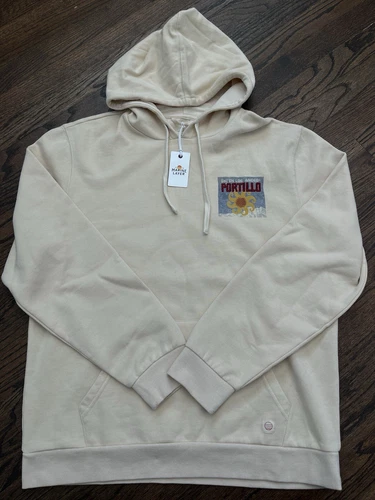 NWT MARINE LAYER Graphic Fleece Hoodie Cream Ski Mens Size Medium $128