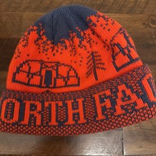 The North Face Knit Beanie Nordic Cabin Alpine Ski Hat Red Blue Unisex