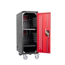 16-Bay Mobile Charging Cart for Chromebooks Tablets Laptops w Power Strip BLACK