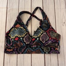 Torrid Wireless Shine Triangle Bikini Top Rainbow Snakeskin Convertible Women 0