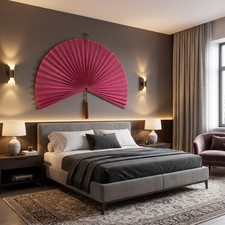 Oversized Bamboo Fan for Large Wall Decor, Folding Fan Headboard, Wall Hanging