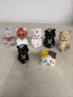Lot Of (7) FENTON GLASS Rare Hand painted SITTING BEAR FIGURINE