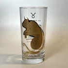 VTG MCM Anchor Hocking 22K Gold TAURUS Zodiac Highball Glass Tumbler