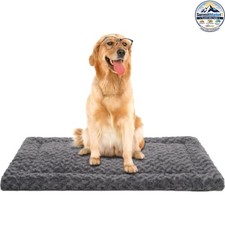 Dog Bed Mat 42 x 28 x 1.50 in Grey Washable Plush Crate Pad