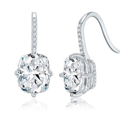 Women's 925 Sterling Silver Noble 4CTW VVS1 Moissanite Dangle HooK Earrings