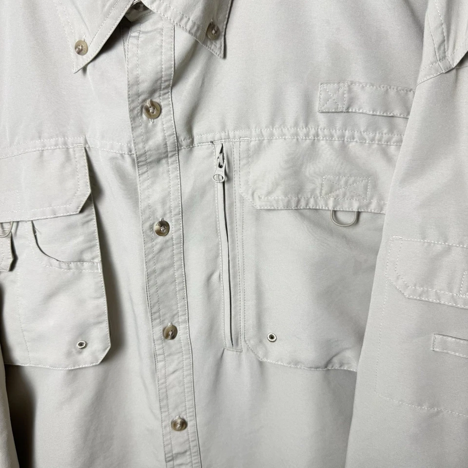 Camisa de pesca Quest ventilada trasera manga larga abotonada nailon cremallera bronceada para hombre XL Foto 4 de 4