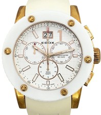 Edox Class-1 10012 Chronograph Uhr Weißes Zifferblatt Herren Quarz Bewegung