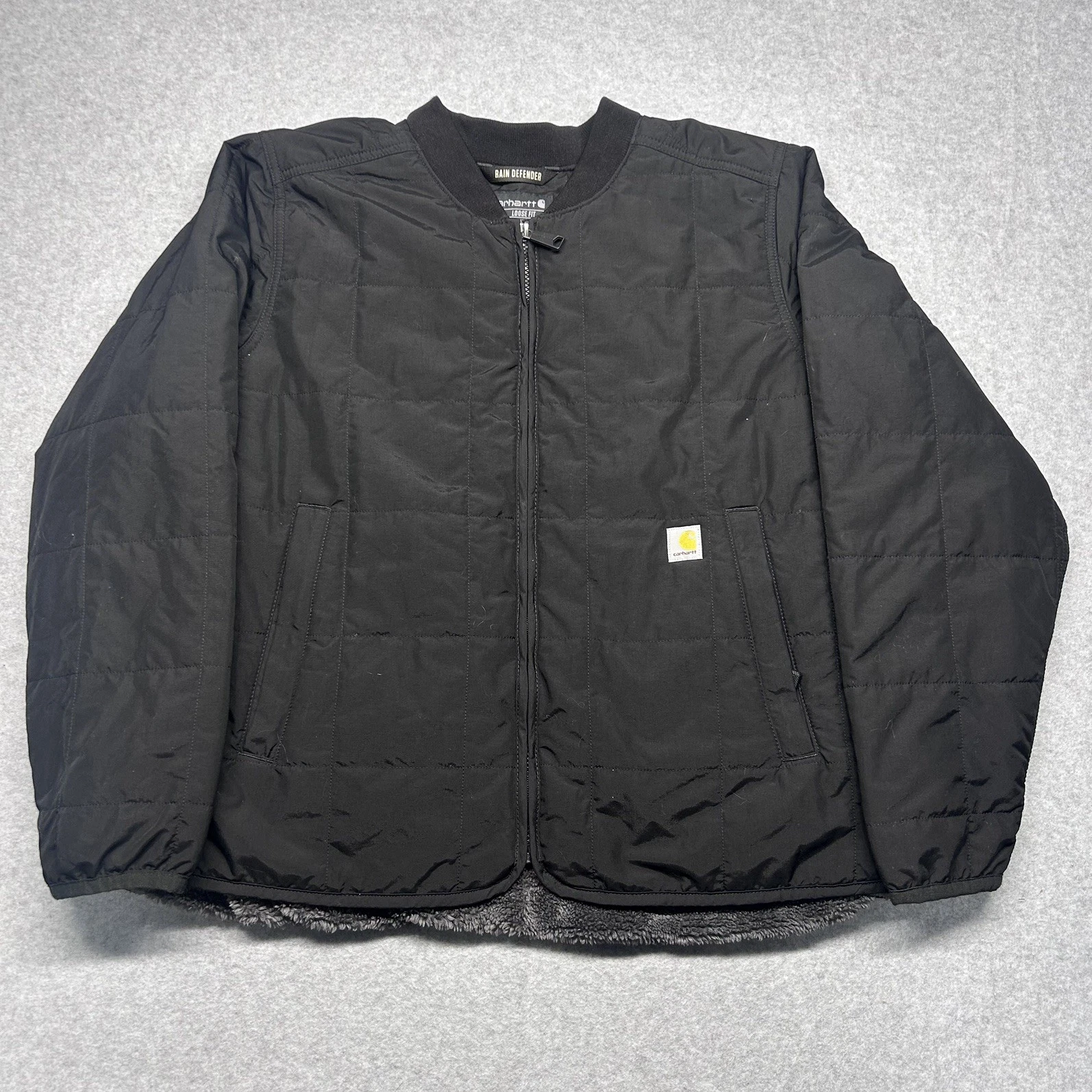 Carhartt Youth XL Rain Defender Full Zip Puffer Jacket Black Outdoor Work