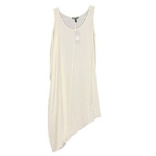 EILEEN FISHER 100 Silk Georgette Crepe Scoop Sheer Dress PS/PP Bone Ivory B39