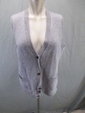 Unbranded Size M Womens Gray Pockets V Neck Buttons Cashmere Warm Comfy Vest 820