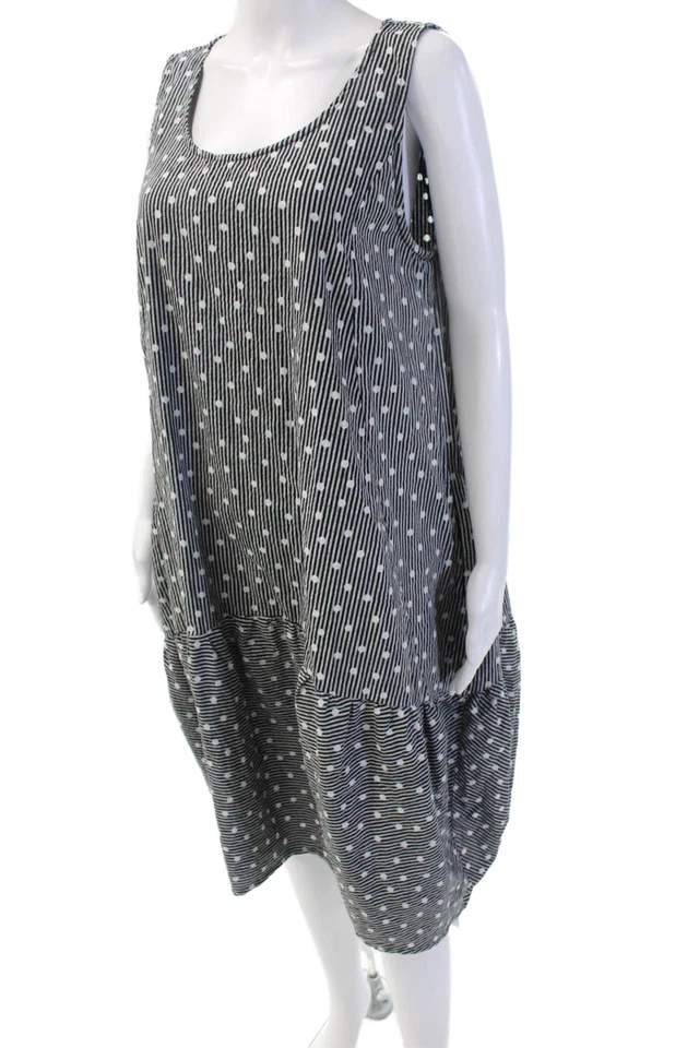 Maxi Vestido Tulipán Mujer Tanque Trapecio Columpio Negro Lunares Boho Talla S Foto 2 de 4